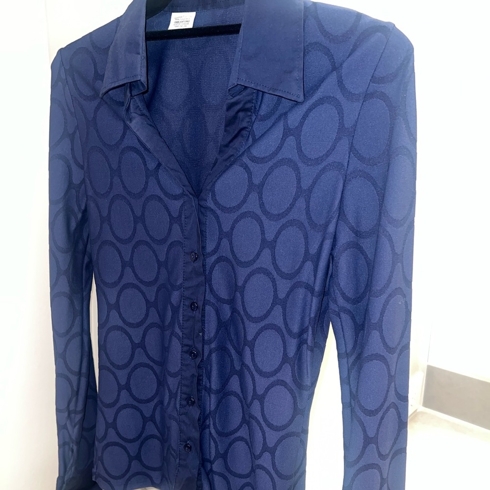 Naracamicie Dark Blue Textured Shirt-LIKE NEW